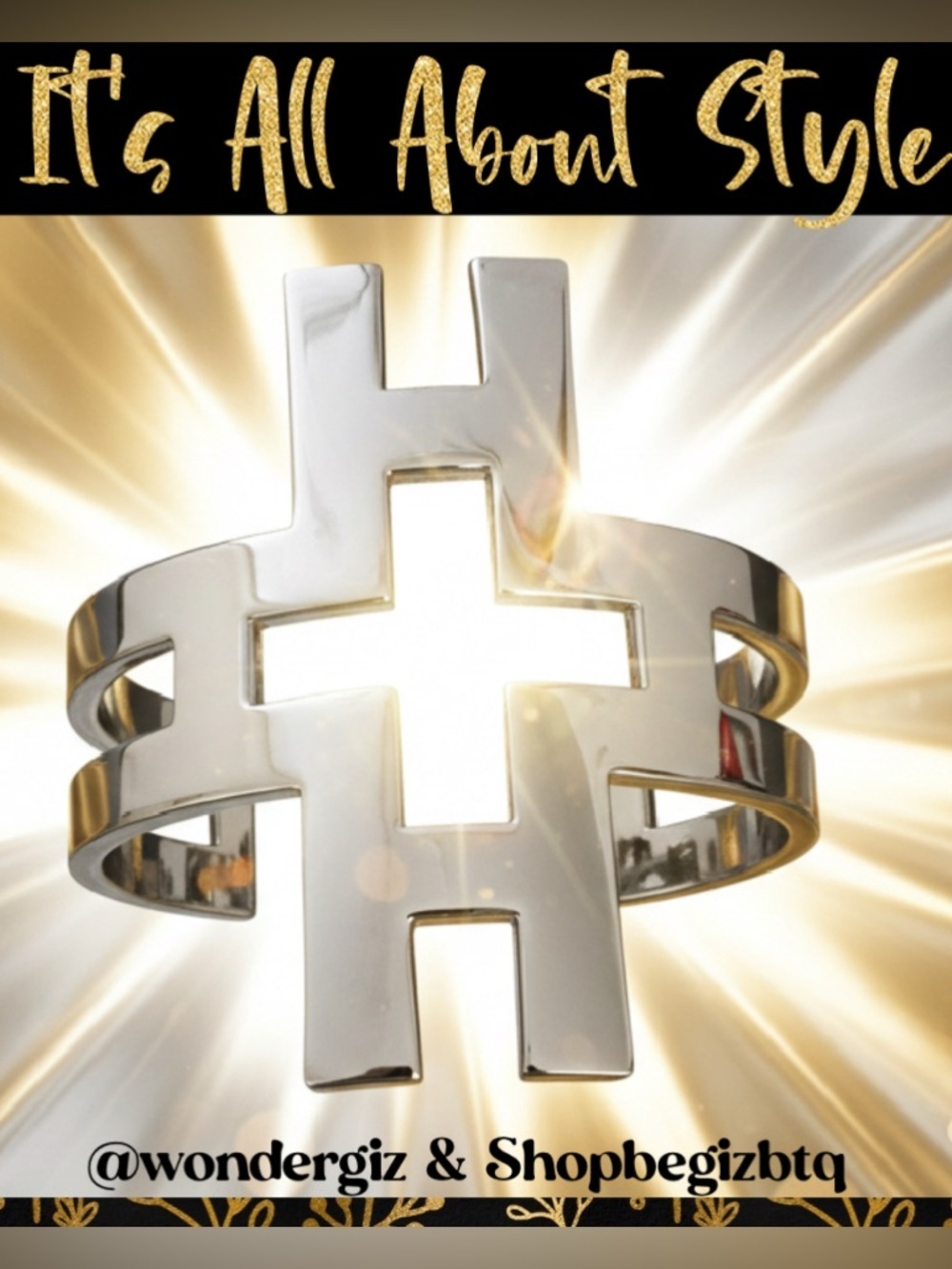 Authentic NWT Tory Burch Bold Polished Silver Hicks Large Cuff Bracelet